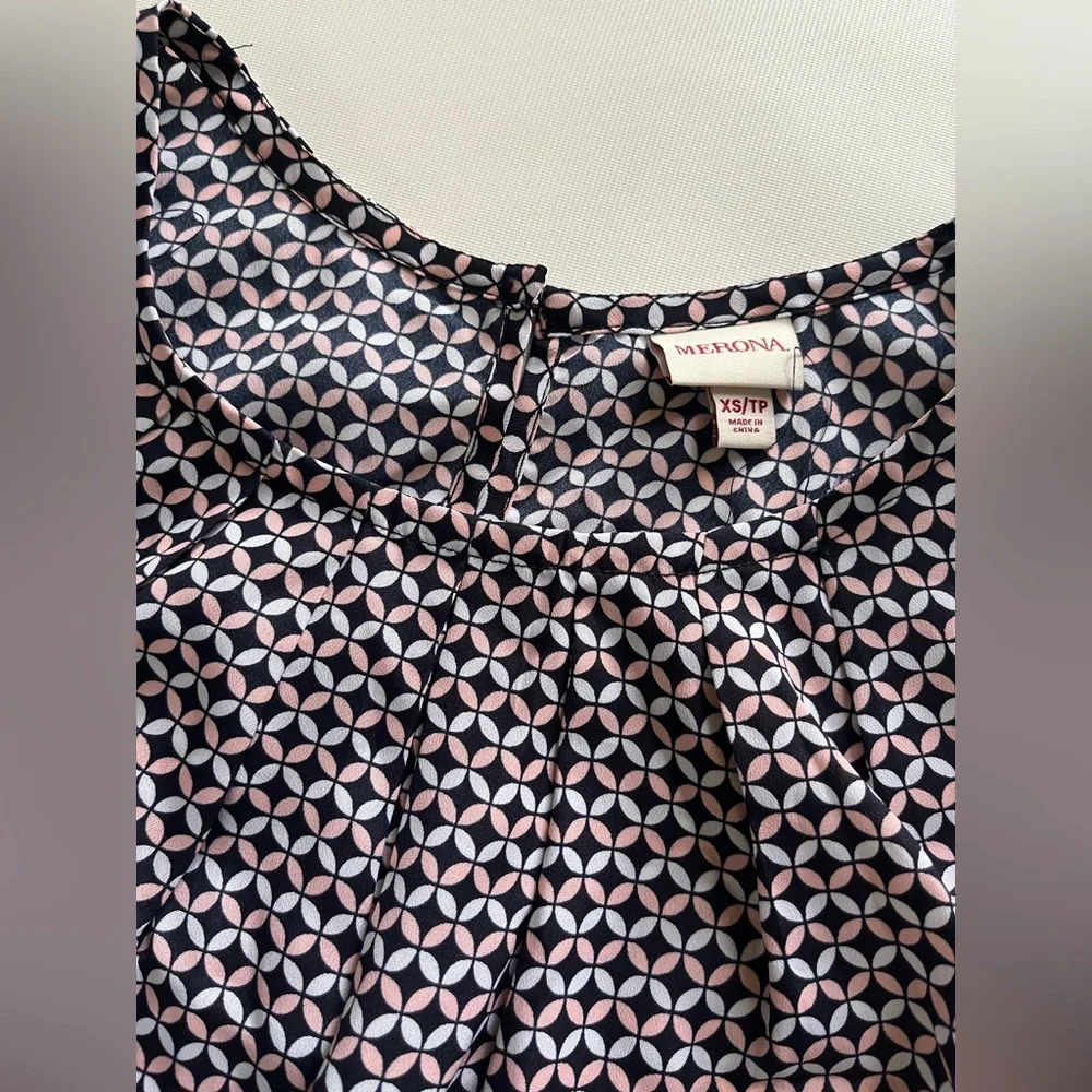 Merona Black and White Geometric Blouse - Picture 2 of 3